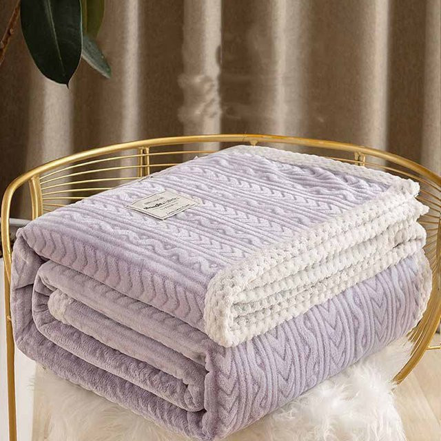 WTEMPO Korallensamtdecke gesteppt in Lila, kuschelige Fleece-Sofadecke für Herbst und Winter, B/B: 150 x 200 cm - Bild 1