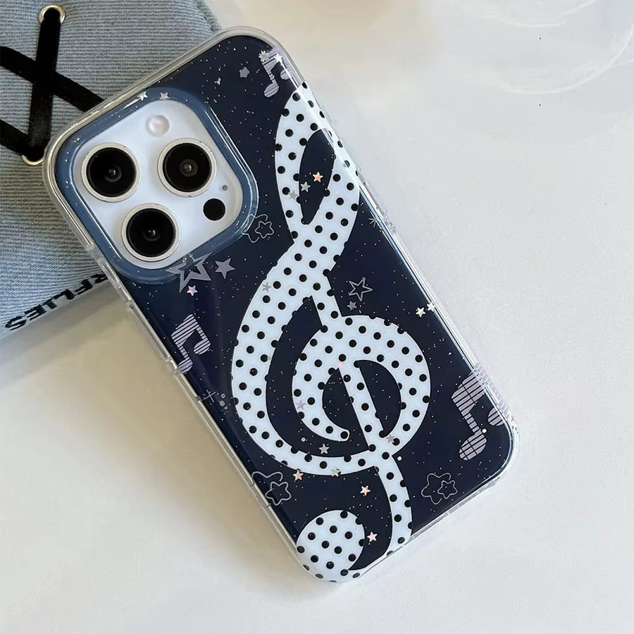 Potdemiel Treble Clef Y2K Handyhülle mit Feder-Textur Rückseite für iPhone 17 16 15 14 13 12 11 Pro Max X Xs XR XS Max 8 7 6 6s Air Plus - Bild 2