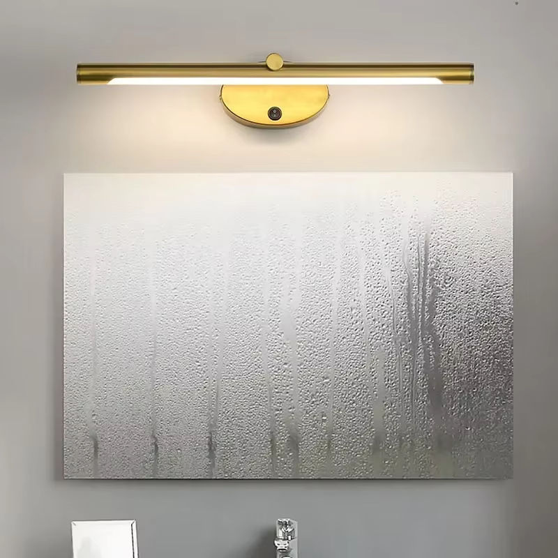 L-MANG LED Badezimmer-Wandleuchte mit Touch-Schalter, minimalistische lineare Spiegelleuchte für Badezimmer und Schlafzimmer in Weiß oder Gold/Messing - Bild 3