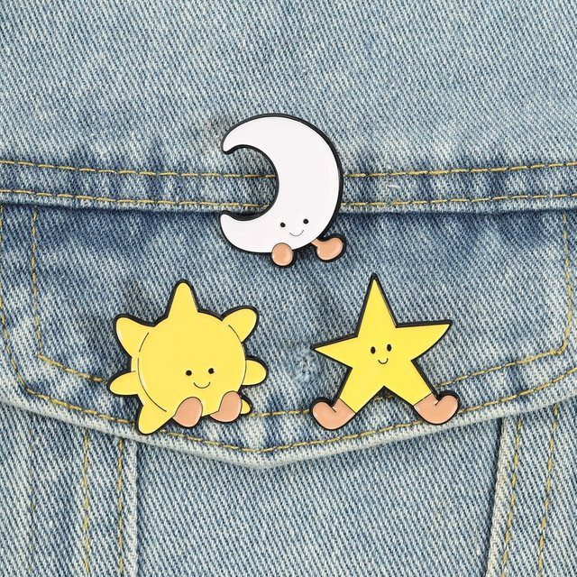 Miss Zoe Reversnadeln, Sonne-Mond-Stern-Emaille-Pins, Bunt, Kinder - Bild 1