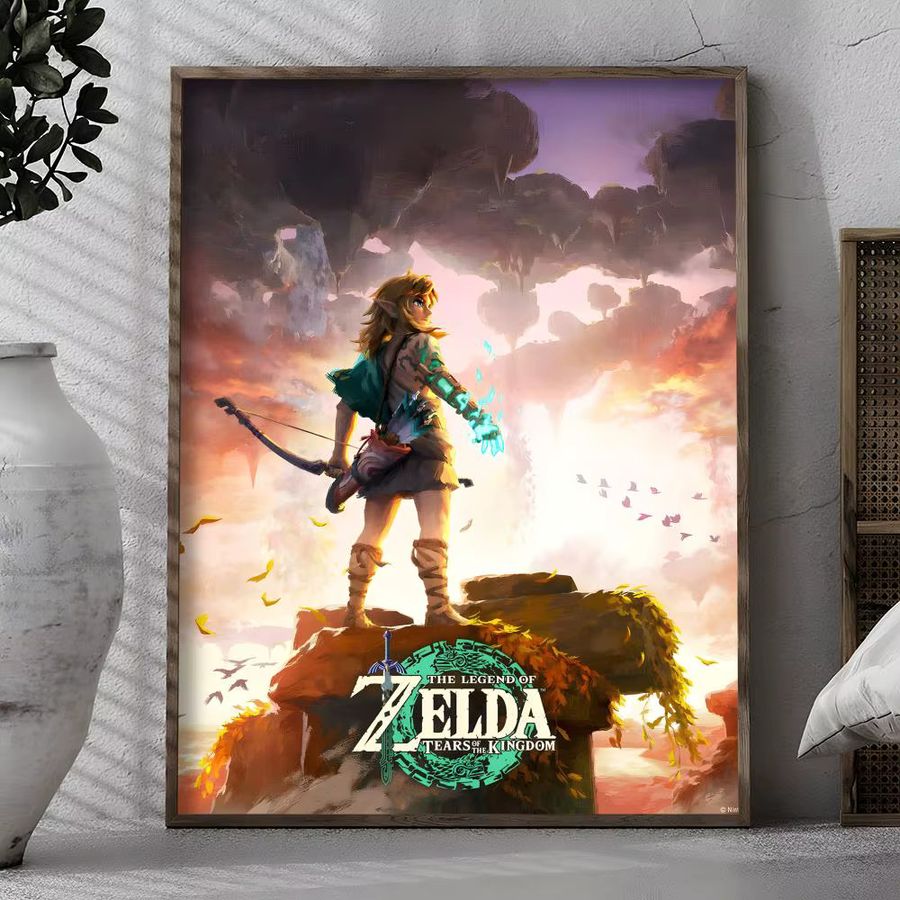 MINISO The Legend of Zelda Wandbild, selbstklebender Wandaufkleber in Schwarz, rechteckige Wanddekoration für Zuhause und Büro - Bild 4
