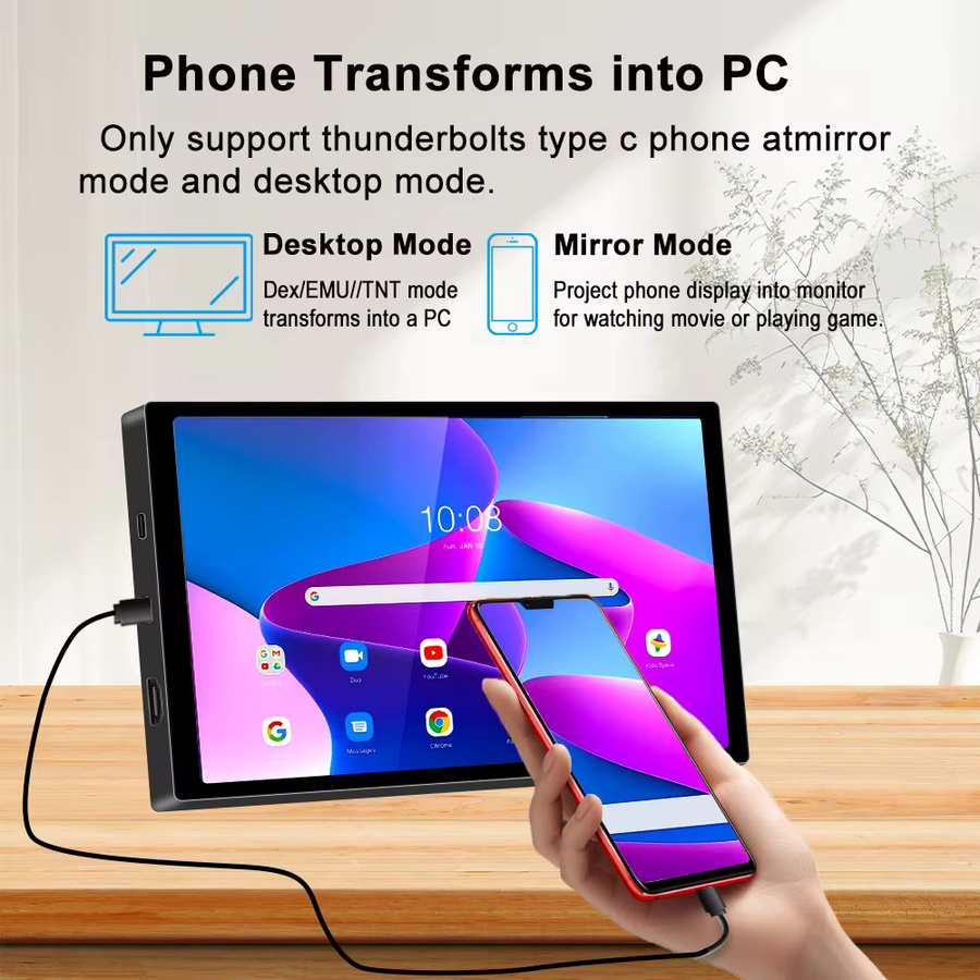 Pisichen 7 Zoll Tragbarer IPS Touchscreen Monitor mit 1280x800 Auflösung und USB-C Anschluss in Schwarz - Bild 4