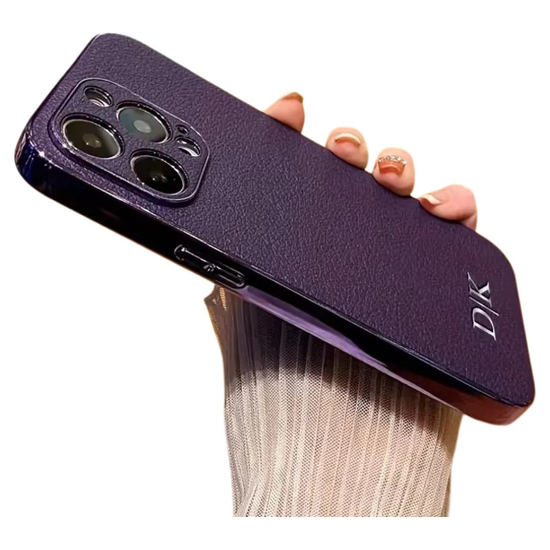 Personalisierte Lederhülle von YLUOYI für iPhone 11 bis 16 Pro Max, stoßfeste Schutzhülle mit individuellem Namen in Beige oder Purple - Bild 2