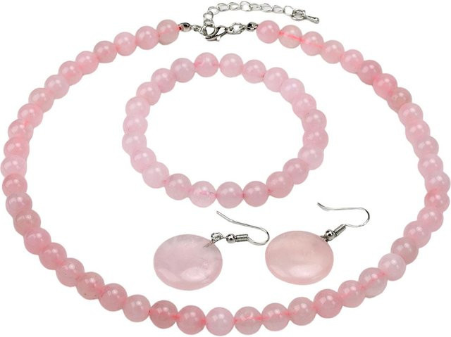 Lucky Star Jewelry Schmuck-Set, Rosenquarz, Zirkonia, rosa, Damen - Bild 1