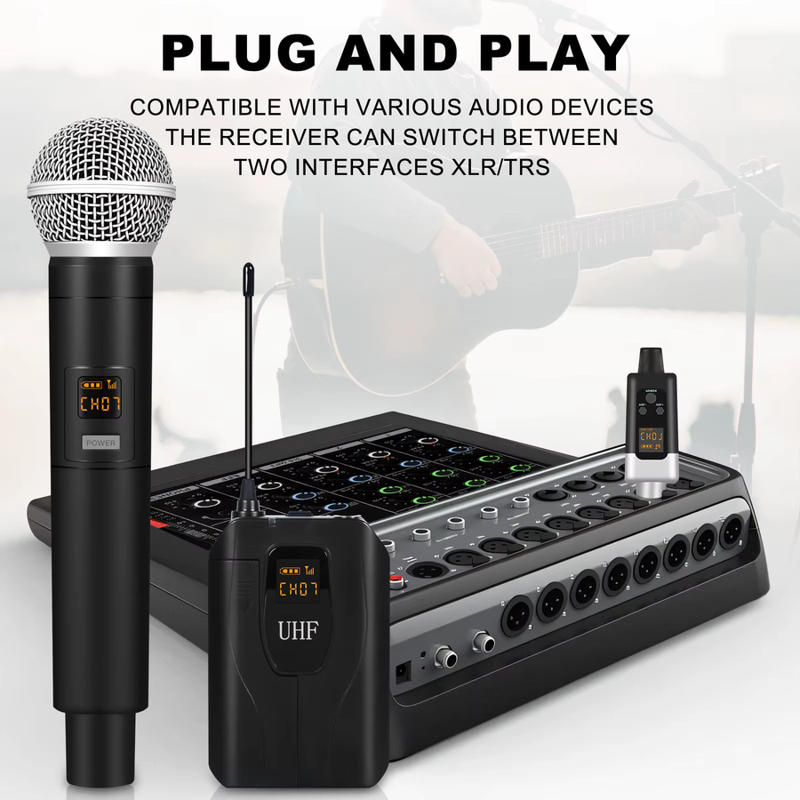 XGeS Professionelles Audio-Set mit 3XLR-Schnittstelle, Kopfbandmikrofon und Hüfttasche für Live-Auftritte und Aufnahmen - Bild 3