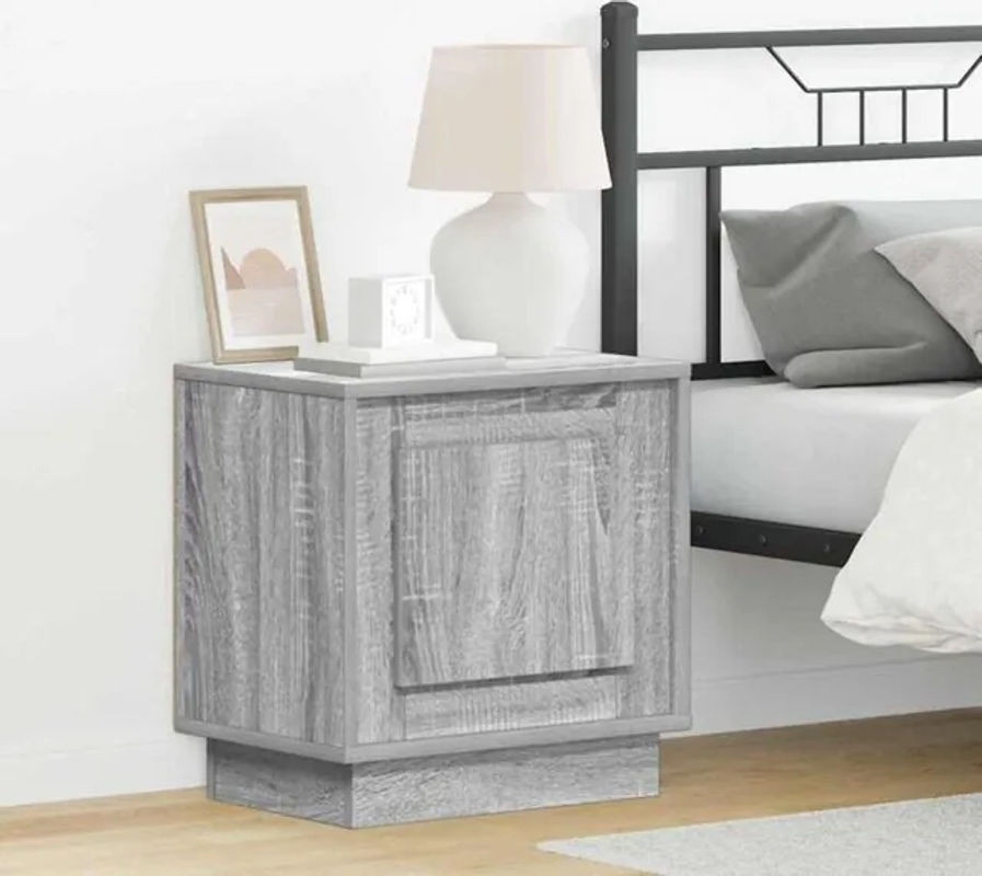 Vidaxl Set aus 2 Nachttischen in Grau, modern und minimalistisch aus Holzwerkstoff, B/T/H: 44 x 34,5 x 45 cm - Bild 1