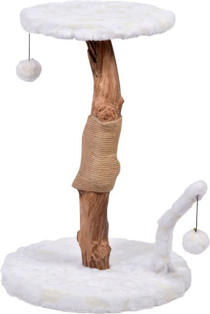 Dobar Design-Kratzbaum Lilly aus Naturholzstämmen mit integriertem Spielball, Durchmesser: 50 cm, Höhe: 76 cm