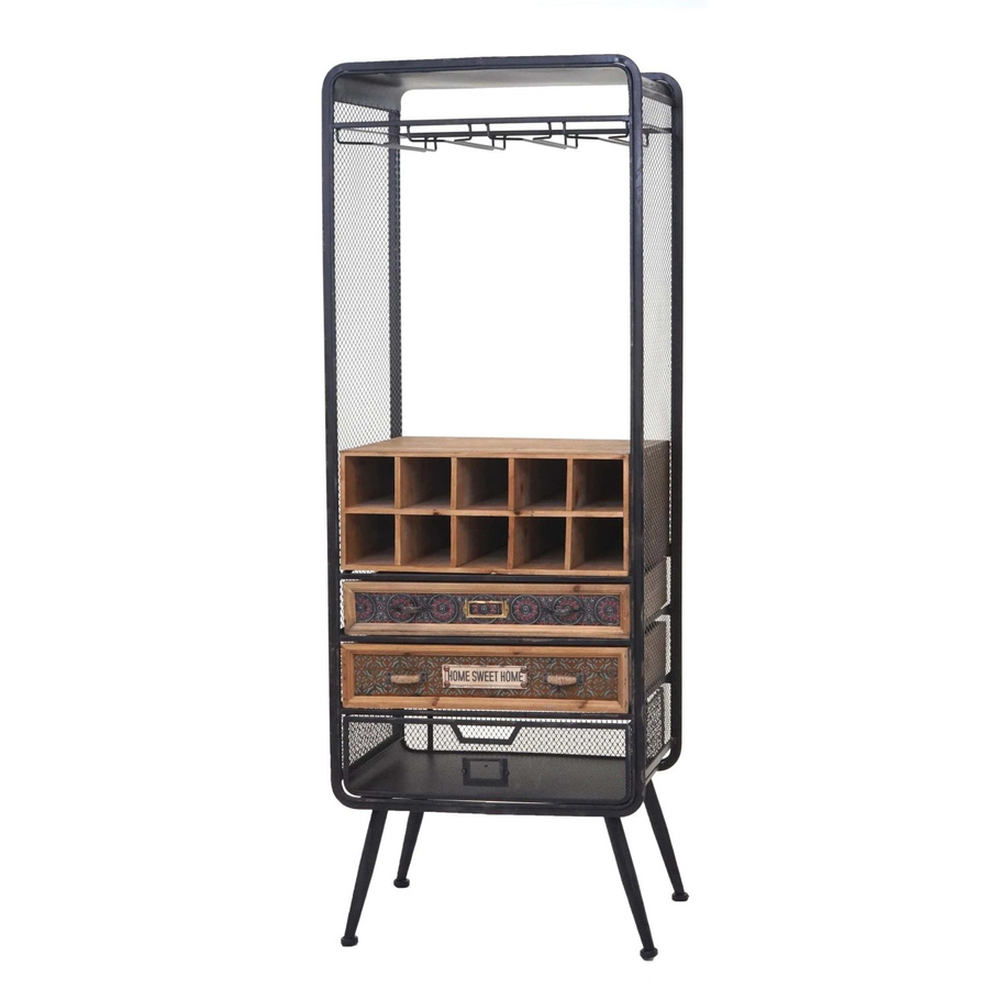 Weinregal MCW-C91 Barschrank aus Tannenholz in Vintage Optik, braun/mehrfarbig, H: 157 cm, B: 57 cm, T: 38 cm - Bild 3