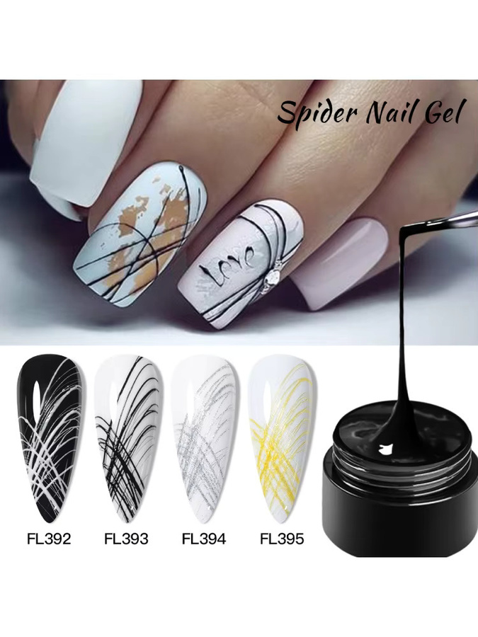 Four Lily Spider Nail Gel Polish, Schwarz Weiß, Glänzend - Bild 7