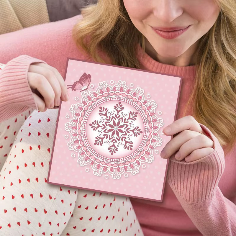 Transparenter Mandala-Blume Siegelstempel aus Gummi für DIY-Kartenherstellung, Vintage Design - Bild 3