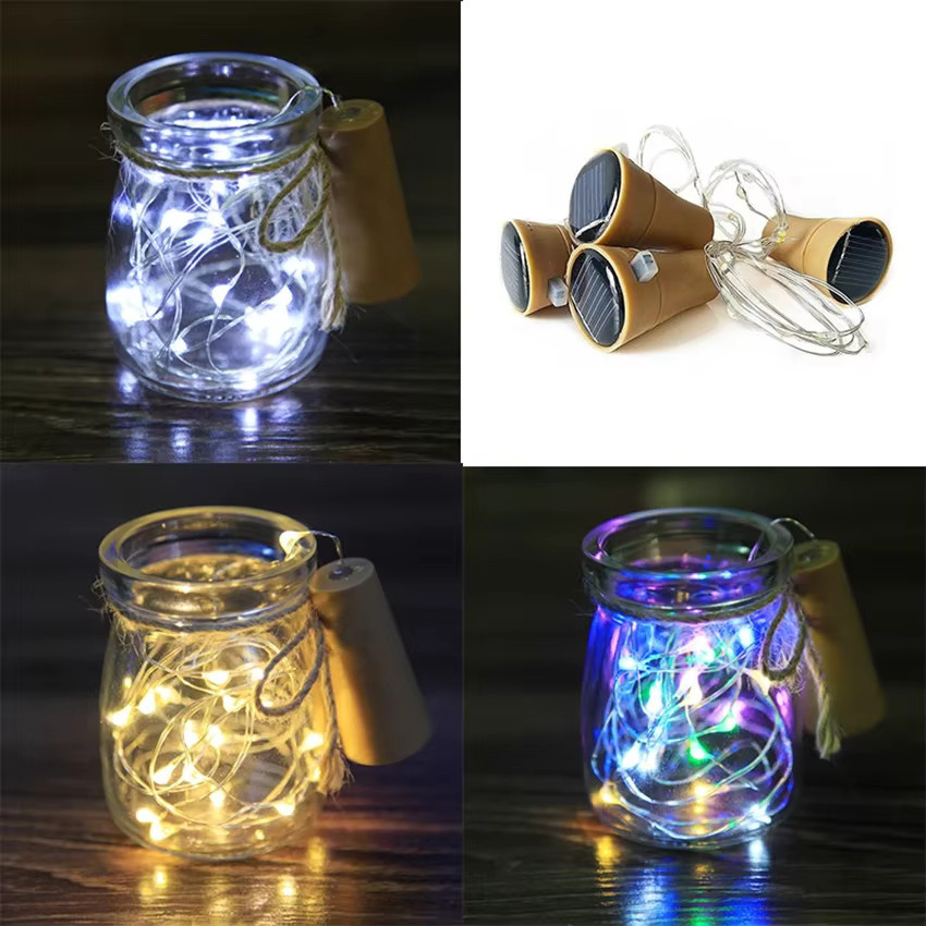 Solar Wein Flaschen Lichterkette mit 20 warmweißen LEDs und Korkform, 2m Solar Kupferdraht Lichterkette für Garten, Hochzeit und Party - Bild 5