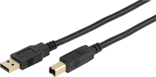 Vivanco USB 2.0 Verbindungskabel USB-A auf USB-A, Schwarz/Gold, Länge: 5 m - Bild 1