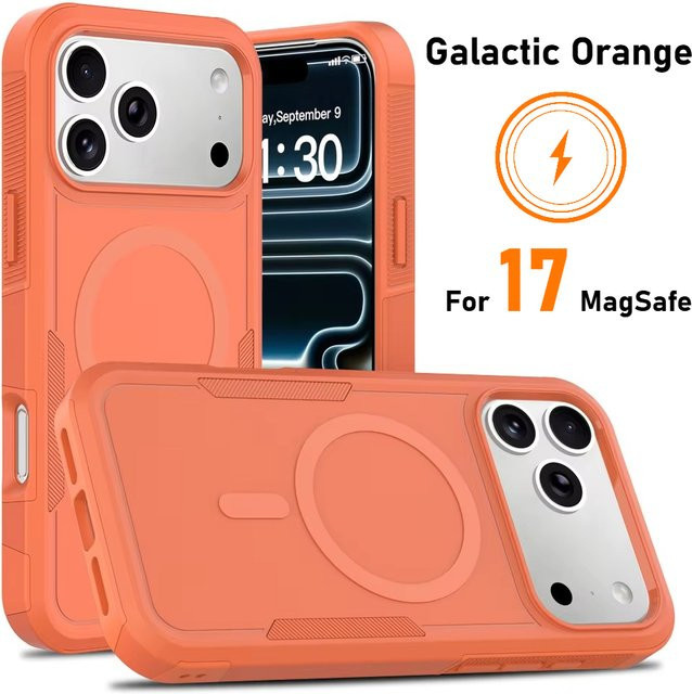 Cosmic Armor OTT magnetische Handyhülle für iPhone 16 15 14 Plus 13 Pro Max stoßfeste kabellose Lade-Schutzhülle in Blau und Orange - Bild 1