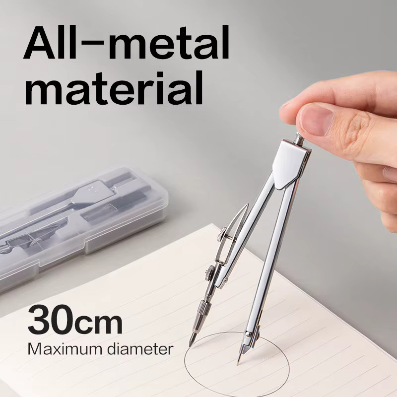 Deli Metall-Kompass-Set professionelles Geometrie-Werkzeug für Schule und Studium - Bild 1
