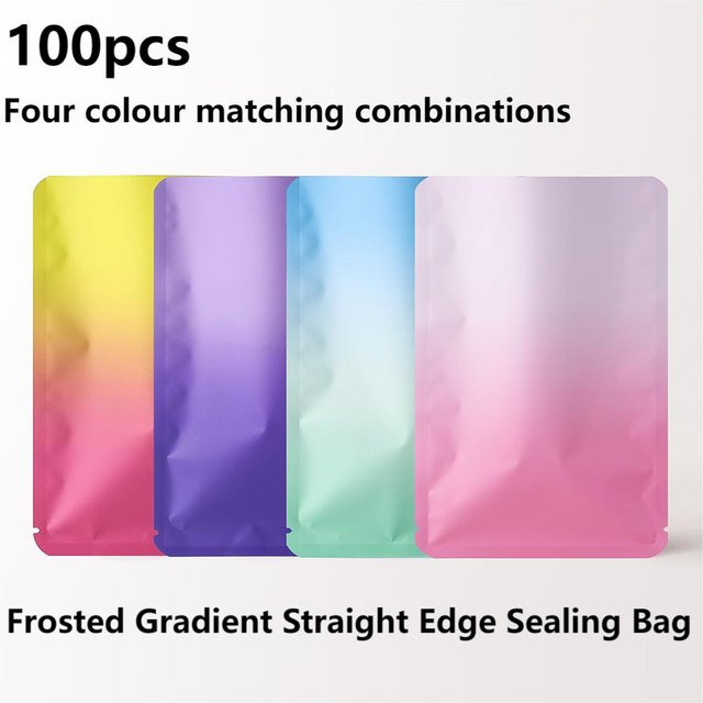 100 Stück bunte Kunststoff Heißsiegelbeutel mit Farbverlauf und mattem Aluminium-Finish, selbstschließend, Petrol/Mehrfarbig - Bild 1