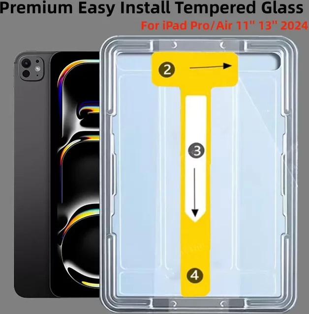 Premium Hartglas Displayschutz für Apple iPad Pro M4 und iPad Air M2 11 und 13 Zoll 2024, transparent - Bild 1