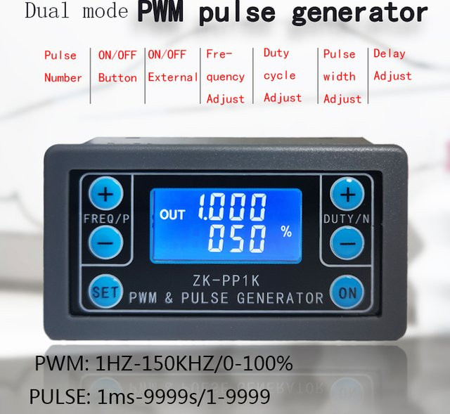 Voktta ZK-PP1K Dual-Mode Signalgenerator mit LCD, 1-Kanal PWM Pulsfrequenz-Generator, 1Hz-150kHz, Rechteckwellen-Generator, Schwarz - Bild 1