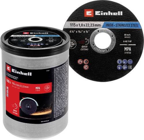 Einhell Trennscheiben-Set 115mm für Metall, Edelstahl, Stahl und Blech, 100 Stück - Bild 1