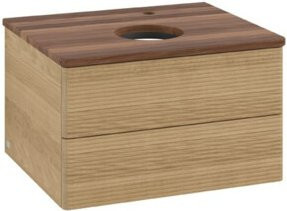 V&B Waschtischunterschrank Antao mit Frontstruktur in Eiche Honig Braun, B/T/H: 60 x 36 x 50 cm - Bild 1
