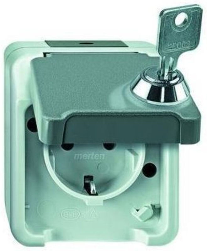 Merten Schutzkontakt-Steckdose AQUASTAR Aufputz IP44 Grau - Bild 2