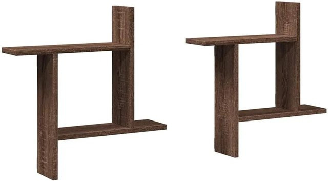 vidaXL Wandregale 2er-Set in Eiche Braun aus Holzwerkstoff, B/H/T: 50 x 50 x 12 cm - Bild 1