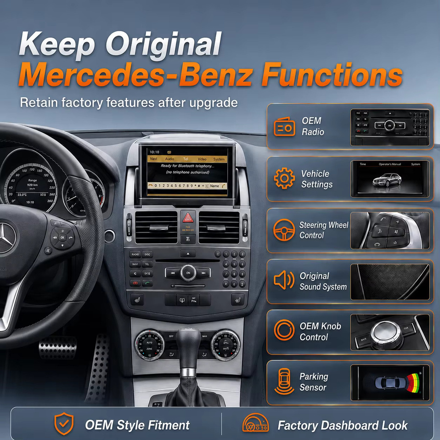 AUTOTOP Drahtloser Apple CarPlay und Android Auto Decoder für Mercedes Benz C E GLK SLK Klasse NTG 4.0 Nachrüstkit mit GPS und Mirror Link - Bild 5