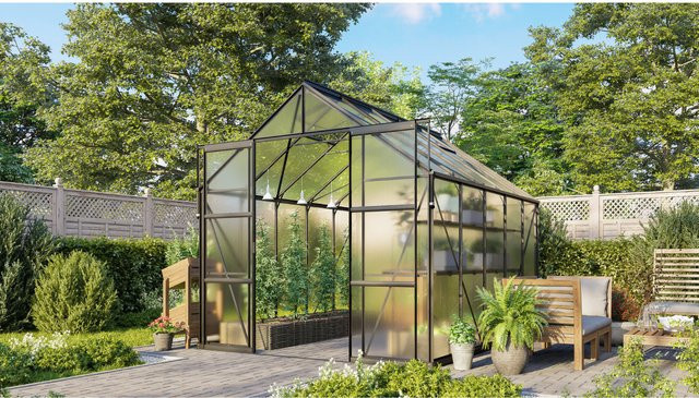 Vitavia Gewächshaus Jamaika mit Ready2Grow Zubehör-Set, schwarz, 8,3 m², Polycarbonat-Platten - Bild 1
