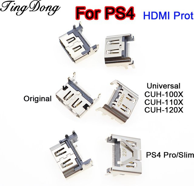 TingDong HDMI Anschlussbuchsen für PS4, PS4 Slim und PS4 Pro in Silber als Reparaturteil - Bild 1