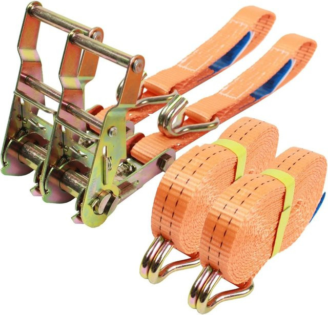 TRUTZHOLM 2er Set Profi Ratschen Spanngurte in Orange, 2 x 5 m mit 1500 kg Tragkraft - Bild 1