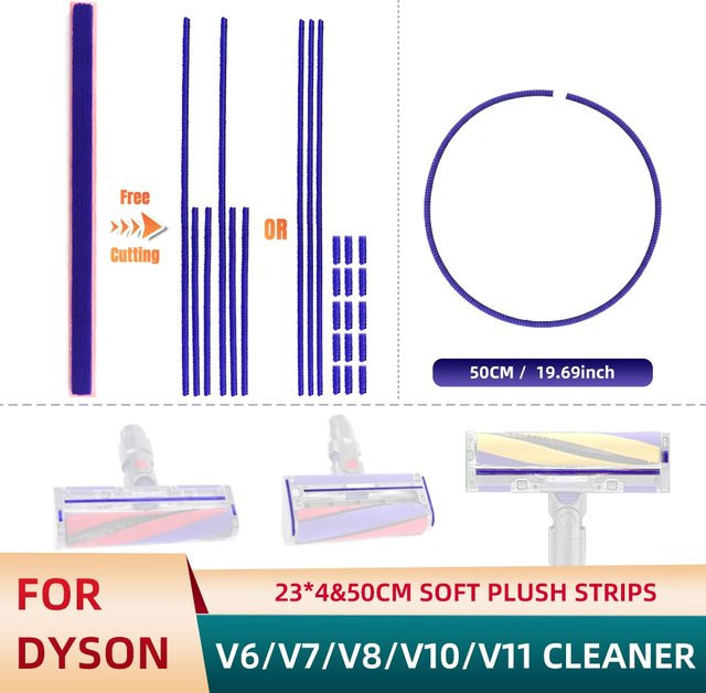 Weiche Plüschstreifenrolle als Ersatz-Fleece-Dichtung für Dyson V6 V7 V8 V10 V11 Reinigungsköpfe - Bild 1
