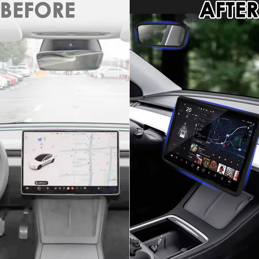 Tesmayx Schutzverkleidung Rahmen für Tesla Model 3 und Model Y Juniper – Schutzzubehör für Screen Edge Frame, Rückspiegelabdeckung und Mittelkonsole - Bild 2