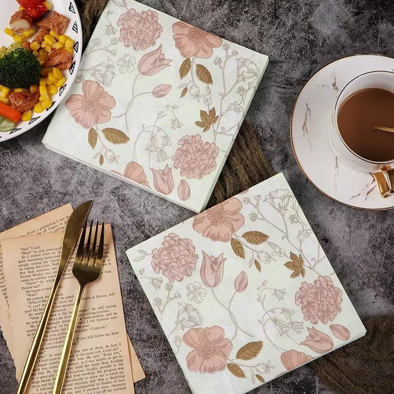 GUANYAO Bunte Papier-Servietten mit floralem Print für Party und Hochzeit, 20 Stück - Bild 3