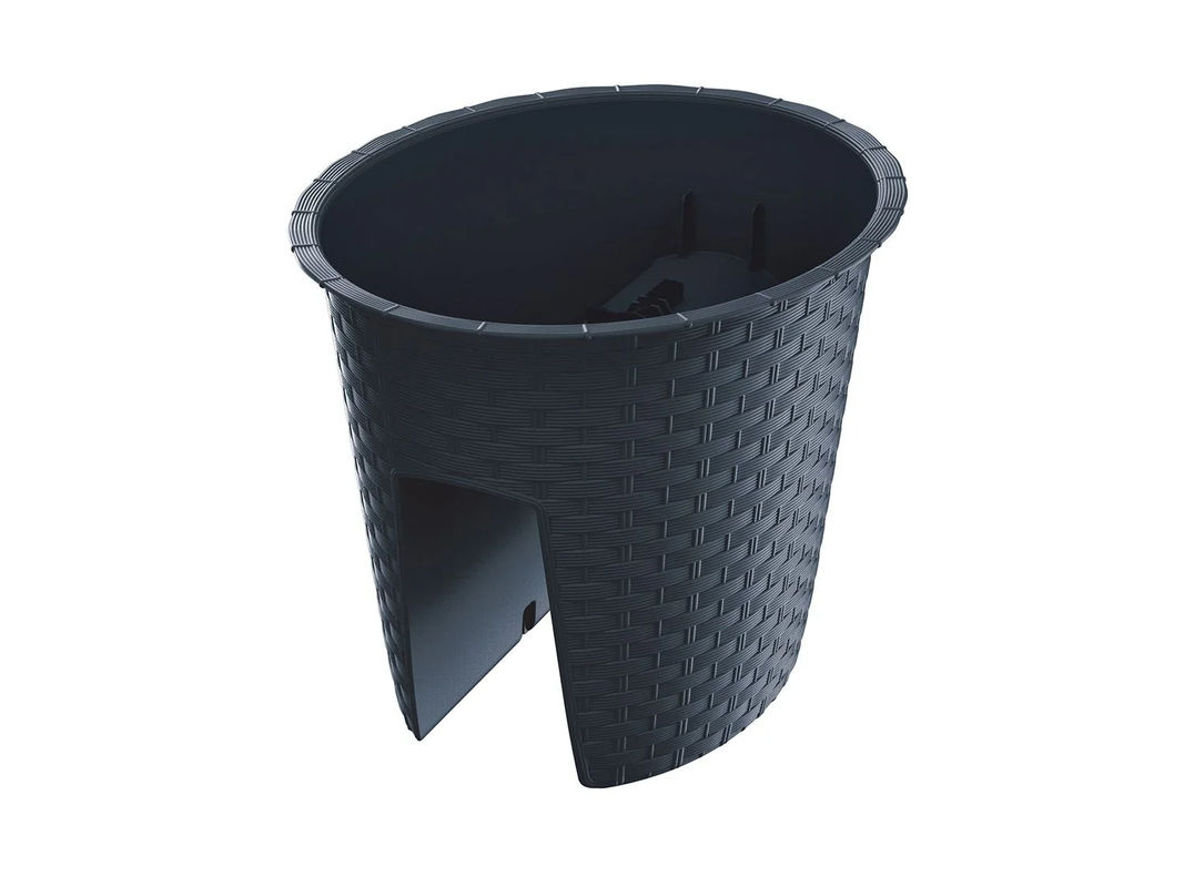 PROSPERPLAST Geländertopf Ratolla Railing 3er Set in Anthrazit, oval mit Rattangeflecht-Optik, B: 29,8 cm, T: 24,2 cm, H: 22,5 cm - Bild 2