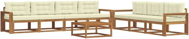vidaXL Outdoor-Sofagarnitur aus Akazienholz mit Kissen in Natur und Beige - Bild 1