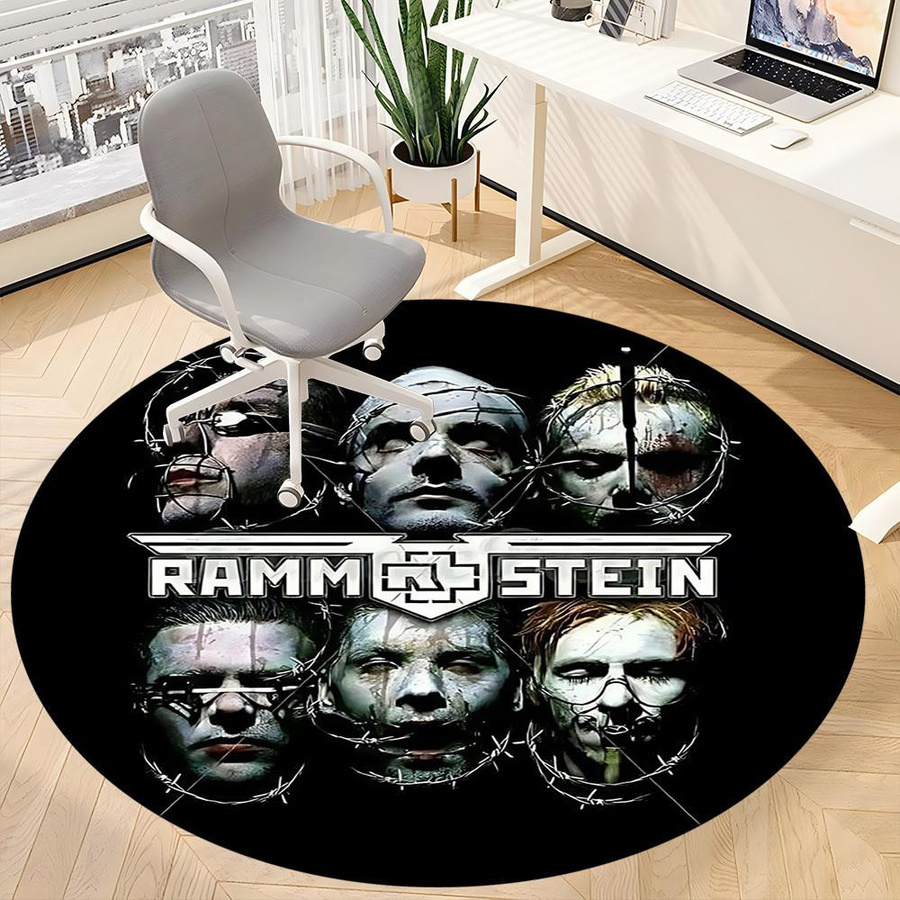 Runder Teppich mit Rammstein Band Logo in Schwarz, Durchmesser: 80 cm, aus Polyester, waschbar und rutschfest - Bild 2
