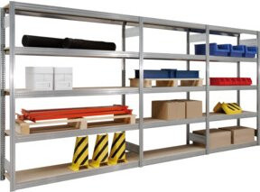 Regalwerk BERT Großfachregal Anbaufeld in Grau, H x B x T: 300 x 128,5 x 50 cm - Bild 1