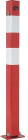 Schake Absperrpfosten Typ 470UNHB umlegbar mit 8mm Dreikantverschluss zum Einbetonieren, rot/weiß, B/B: 7 x 7 cm - Bild 1