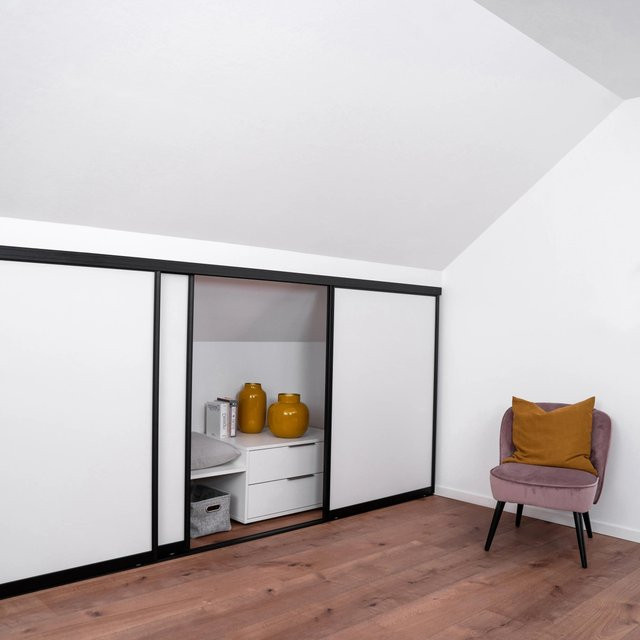 Skyscope Schiebetür-Bau-Set Kniestock Profil in Schwarz und Reinweiß mit Aluminium und Kunststoff, Breite: 102,2 cm, Höhe: 140,0 cm - Bild 1