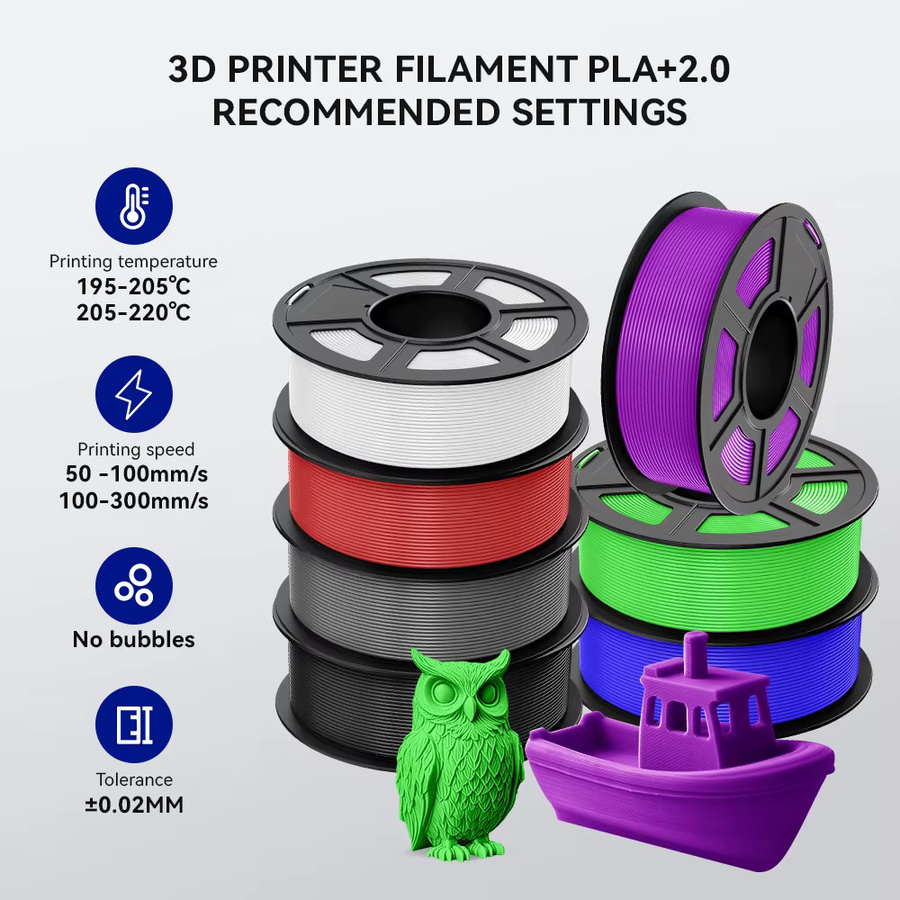 JAYO 3D-Drucker Filament Set 10 Rollen PLA Plus PETG Mehrfarbig 1,75 mm für FDM-Drucker - Bild 2