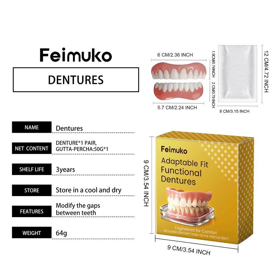 Feimuko Temporäres Zahnersatz-Set, Unisex, Natürlicher Farbton - Bild 2