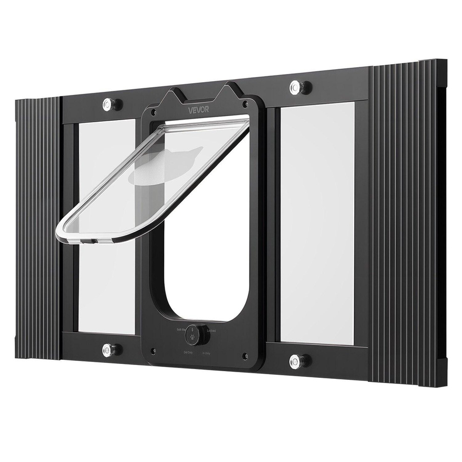 Buying Solutions MB Katzenfensterklappe mit Aluminiumrahmen und Glas in Schwarz, verstellbar für Fensterbreiten 686-813 mm, mit Magnetverschluss und 4 Verriegelungsmodi - Bild 8