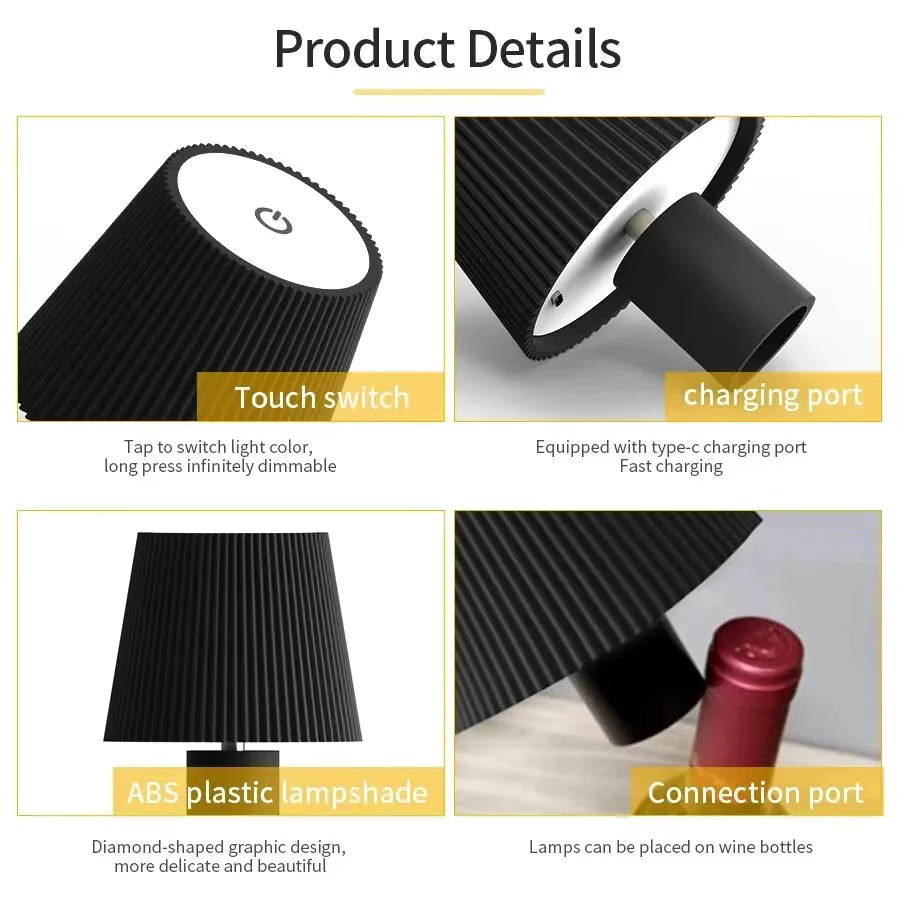 KFV Drahtlose RGB LED-Tischlampe für Weinflaschen mit Touch-Steuerung aus ABS-Kunststoff - Bild 5