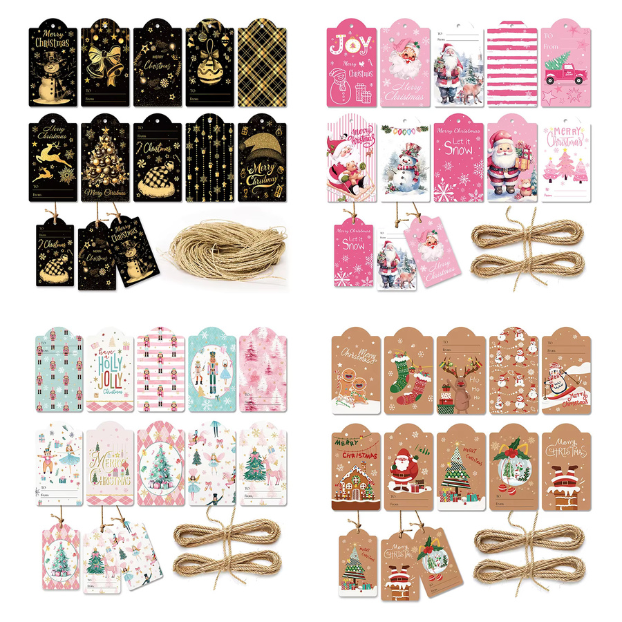 60 Stück Weihnachtliche Geschenkanhänger aus Papier mit Santa Claus und Nussknacker Motiv in Mehrfarbig für deine Weihnachtsdekoration - Bild 2