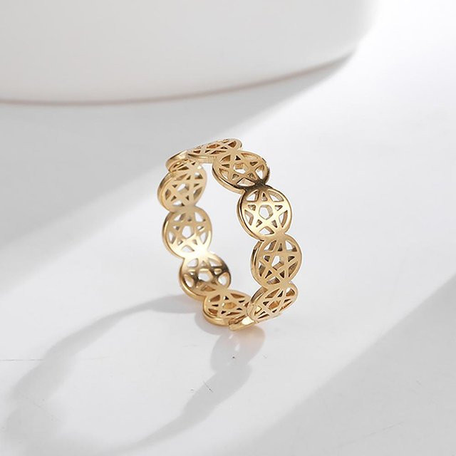 YULIN Ring Pentagramm, Edelstahl, Gold, Damen - Bild 1