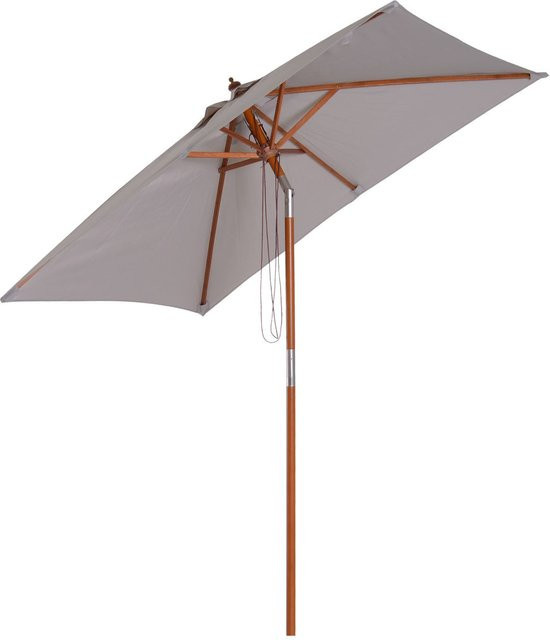 Outsunny Sonnenschirm aus Tannenholz und Bambus mit Polyester, Grau, B/T/H: 150 x 200 x 230 cm - Bild 1