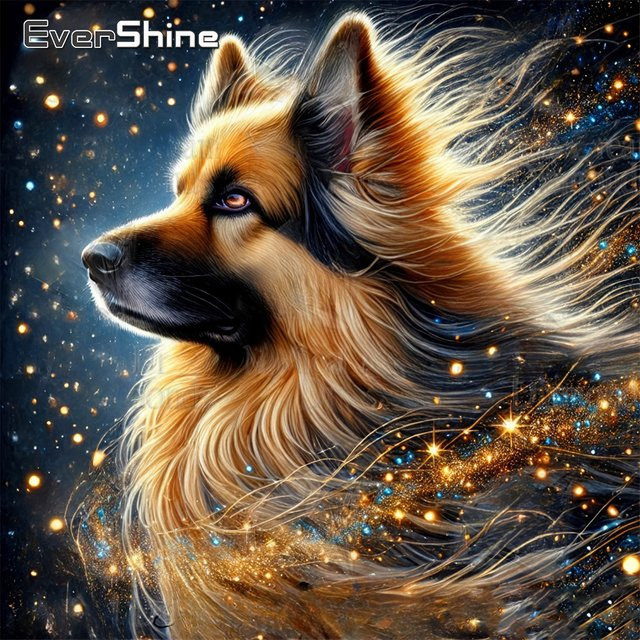 EverShine Diamantmalerei Hund als Strass-Bild Kreuzstich-Set, buntes Tier-Mosaik-Stickerei-Set für Kinder - Bild 1