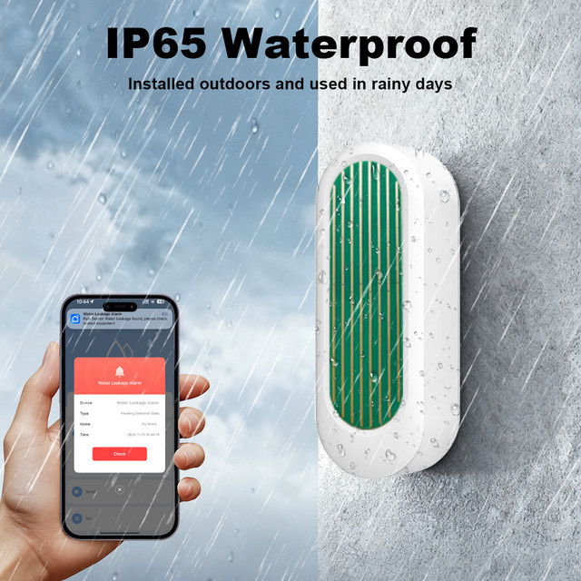 Tuya IP65 WLAN oder Zigbee Regensensor für den Außenbereich, wasserdichter Regen- und Lecksensor mit Echtzeit-App-Überwachung und Alarm in Schwarz oder Weiß - Bild 1