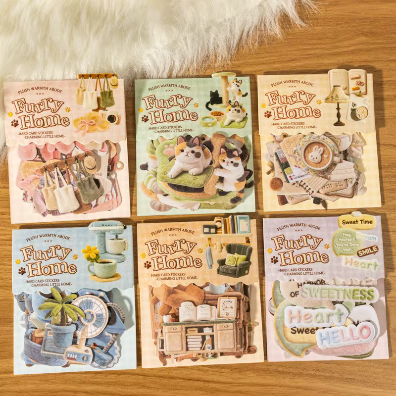 YCDBTH Plüsch-Dekor-Aufkleber-Set mit 30 Blatt in 6 Stilen, Multicolor - Bild 1
