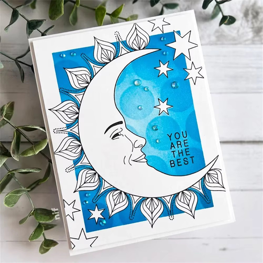 Transparentes Stempelset mit Mond, Sonne, Chevron-Muster, Blumenstrauß und Tierfreunden für DIY Scrapbooking und Kartenhandwerk - Bild 2