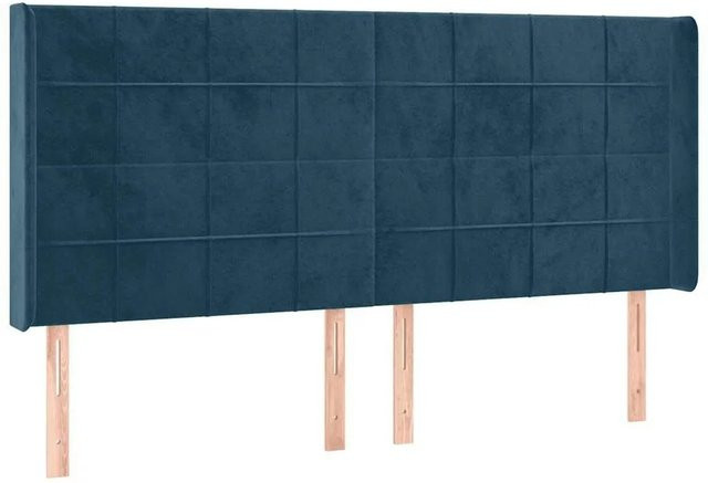 vidaXL Kopfteil mit Ohren in Dunkelblau aus Samt, B: 203 cm, T: 16 cm, H: 118/128 cm - Bild 1